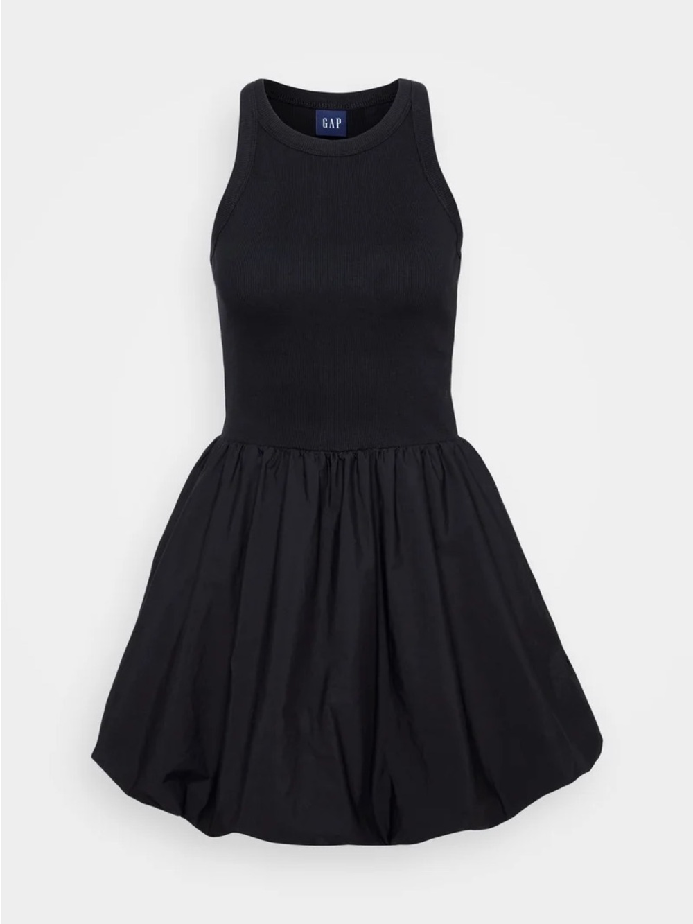 GAP Black Ribbed Tank Bubble Mini Dress
